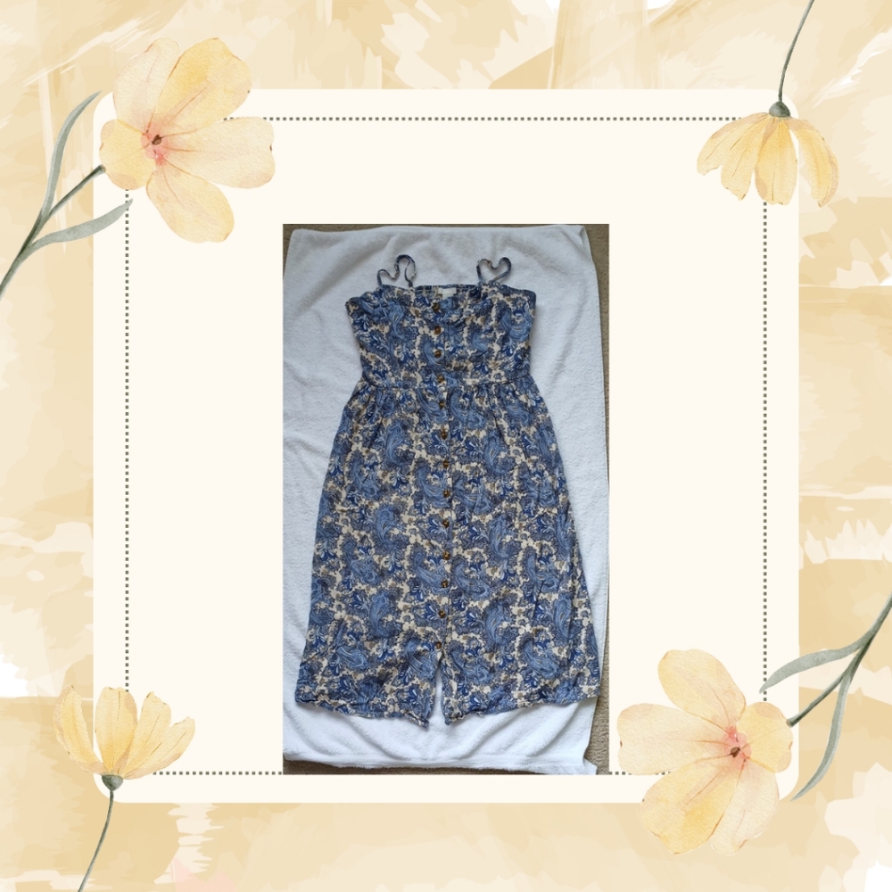 H&M Blue Paisley Button-Down Sundress